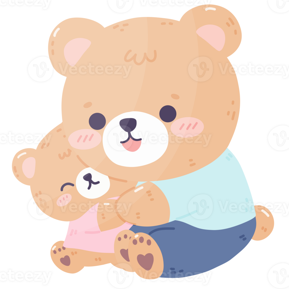 Daddy bear and daughter hugging cartoon png