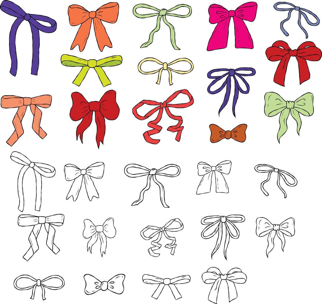 various bows, gift ribbons vector