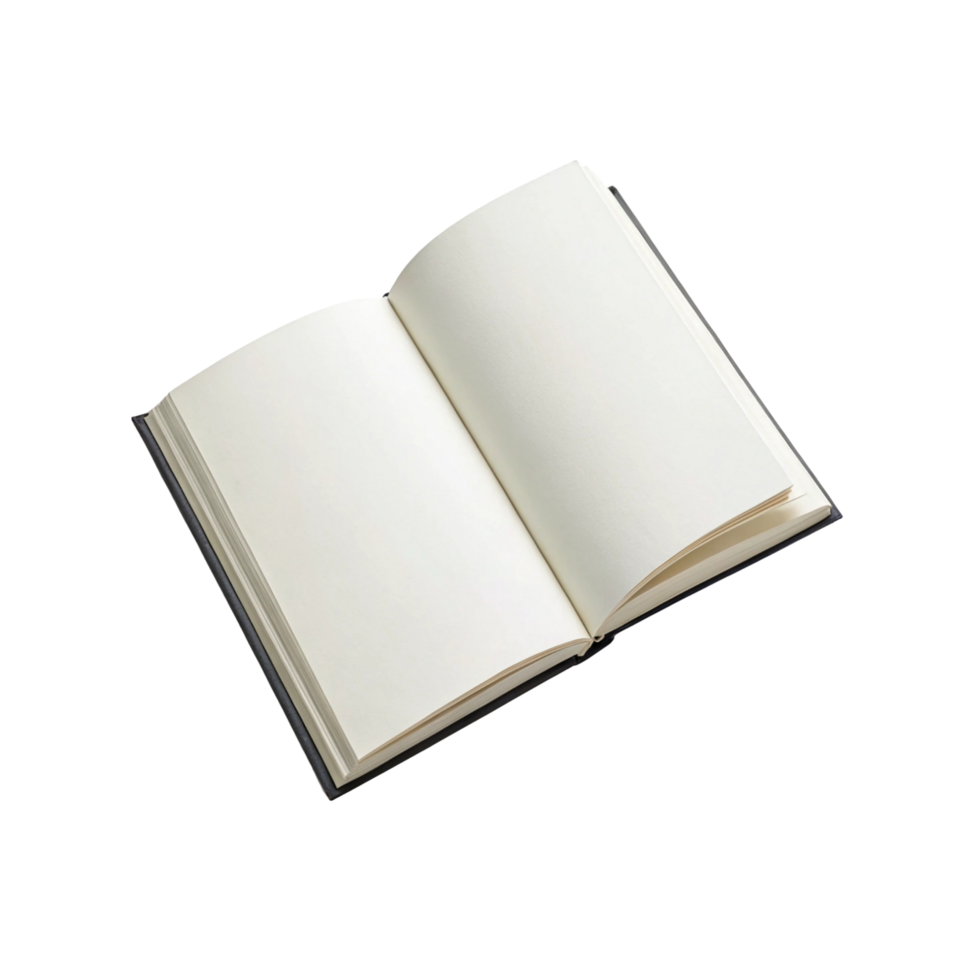 Open blank notebook journal mockup for writing design on transparent background png