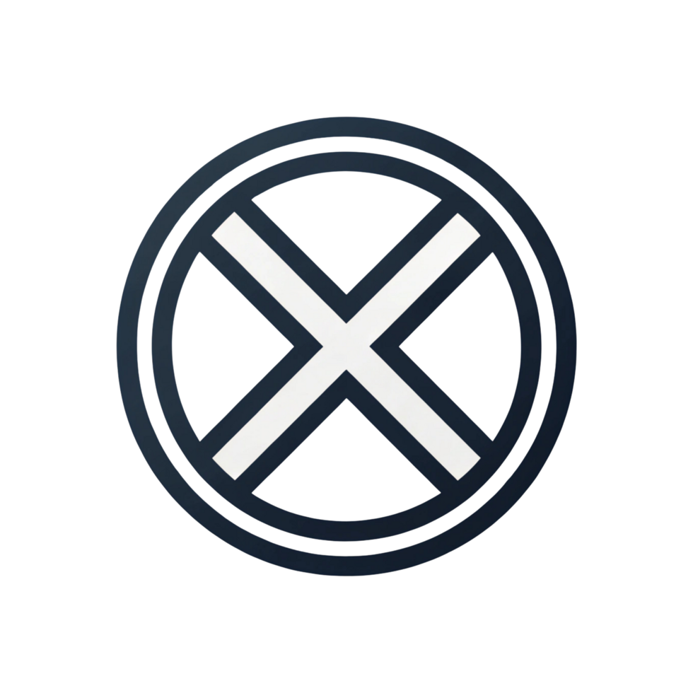 White x in circle graphic design symbol illustration on transparent background png