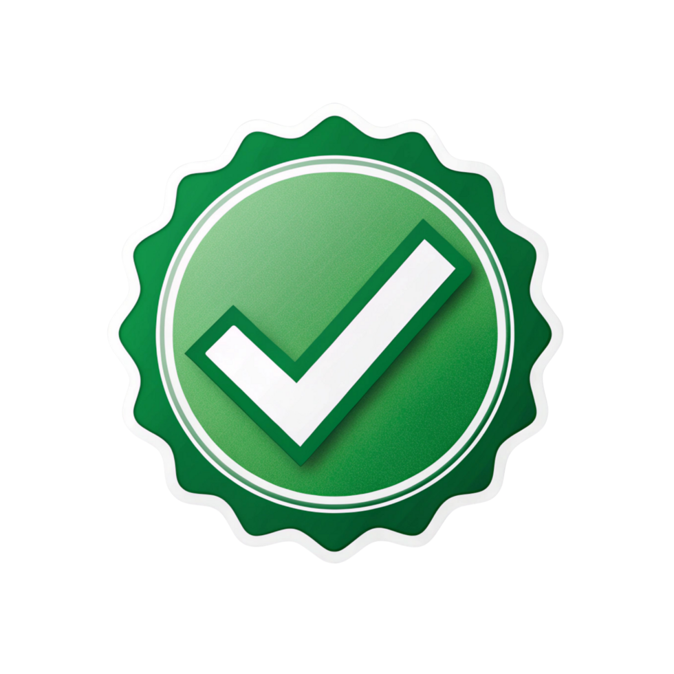 Green check mark icon symbol quality approved on transparent background png