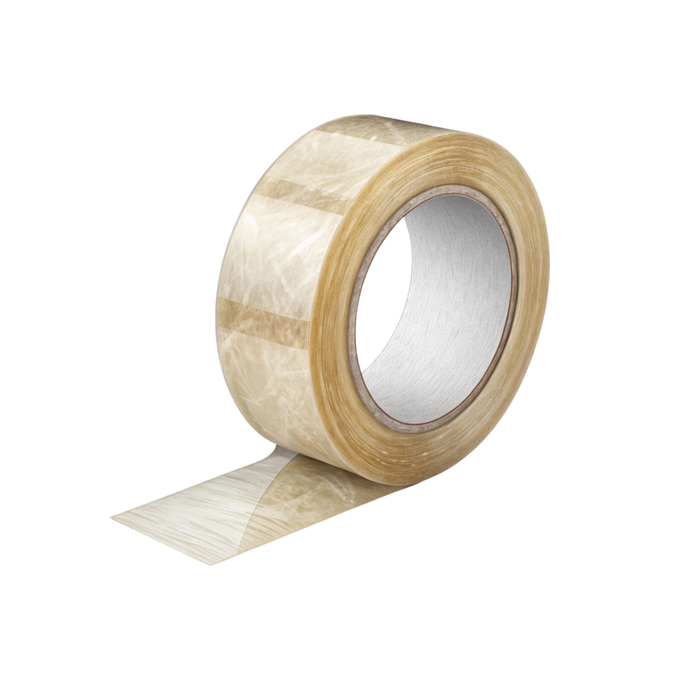 Clear adhesive tape roll for packaging and sealing on transparent background png