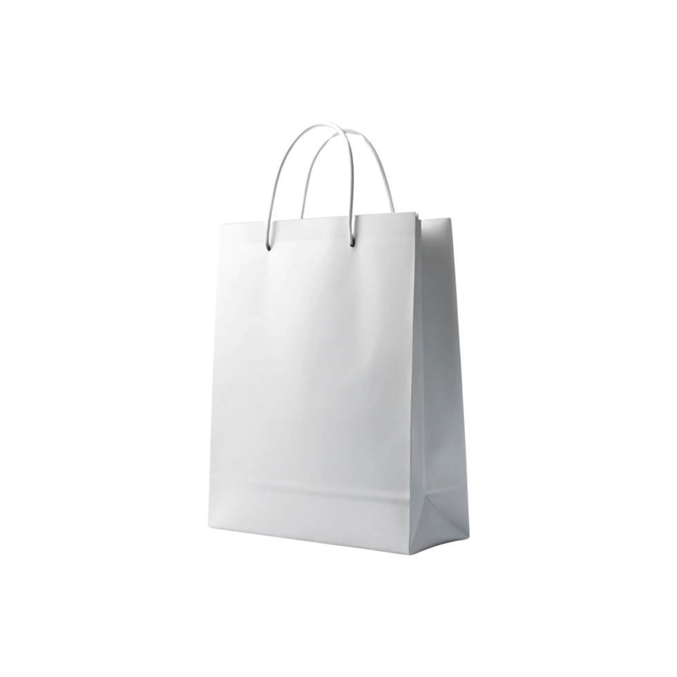 White paper shopping bag mockup blank isolated design on transparent background png