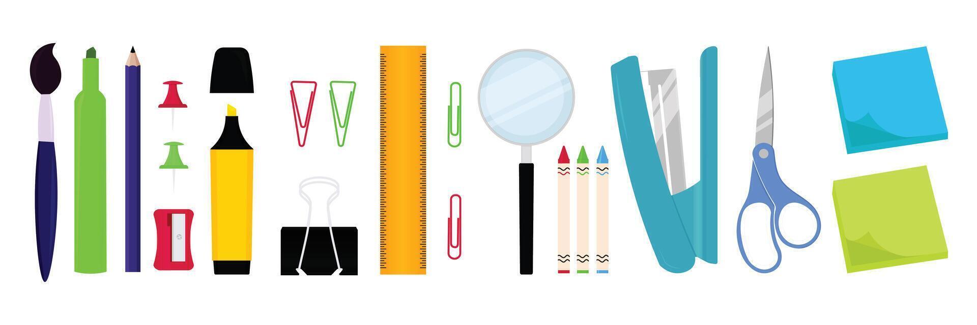 Colorful classroom supplies for learning vector