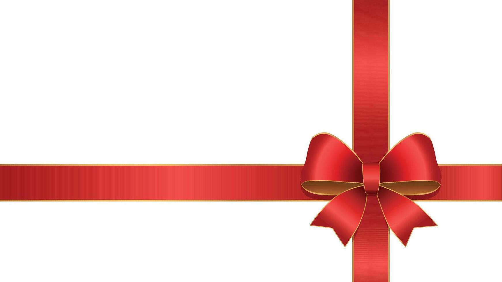 Red bow and crossed ribbons design element for holidays design, gift boxes, satin warping decor realistic illustration vector