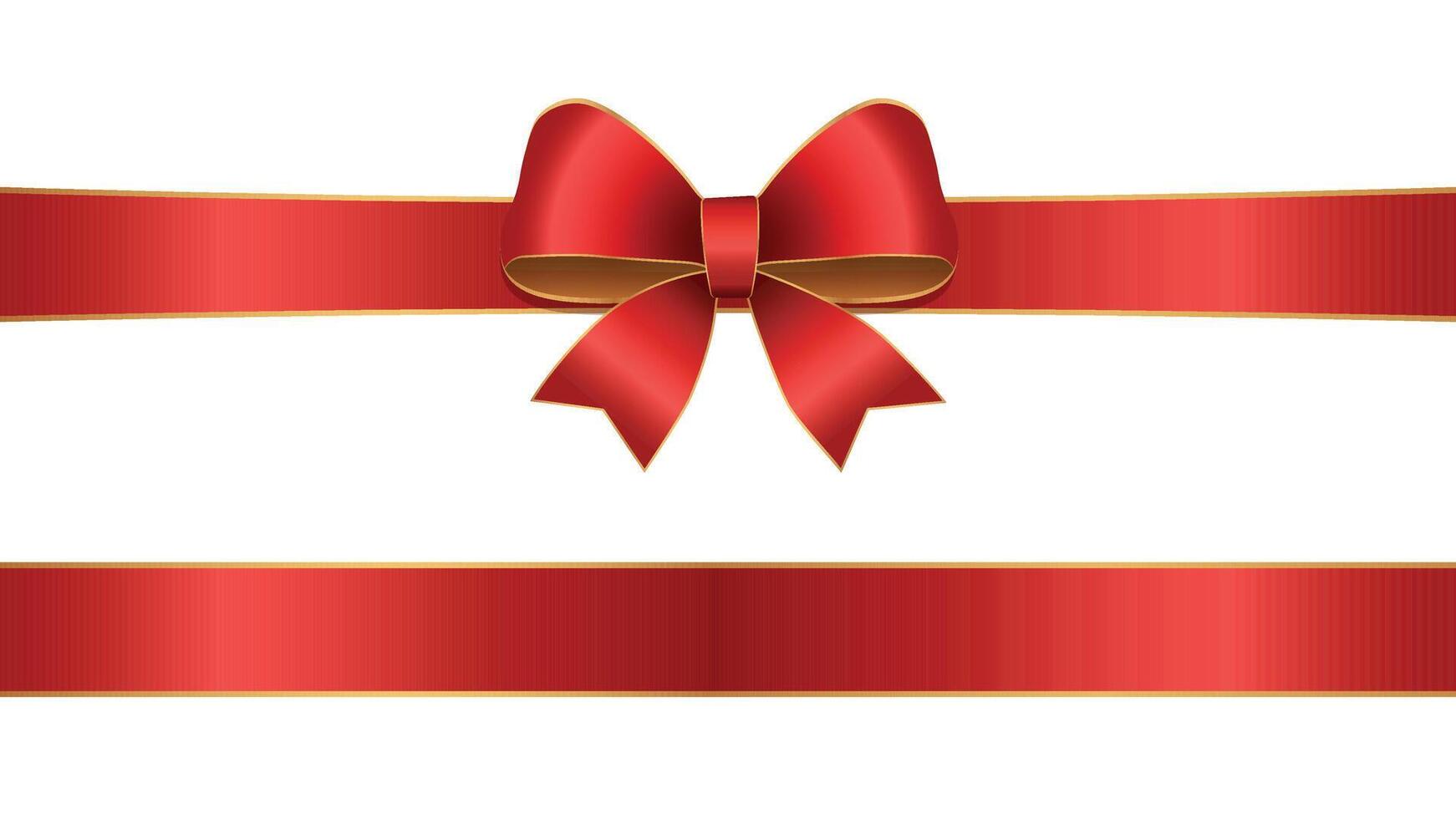 Red bow and ribbon design element for holidays design, gift boxes, satin warping decor realistic illustration vector