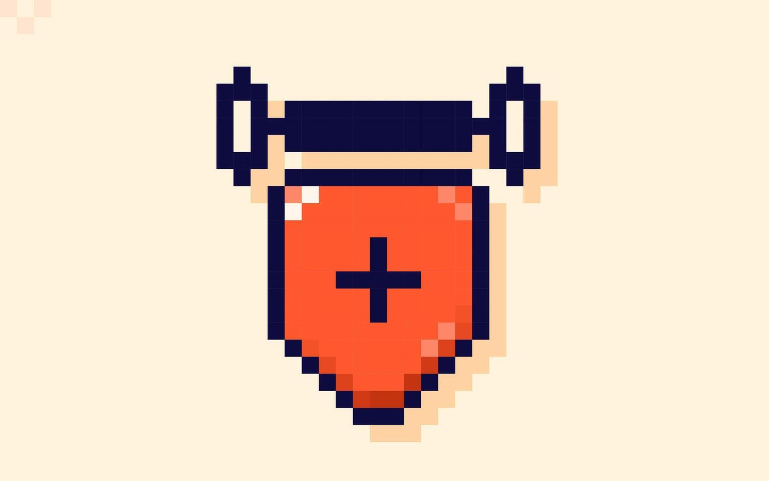 Red flag or tapestry drawn in pixel art style. vector