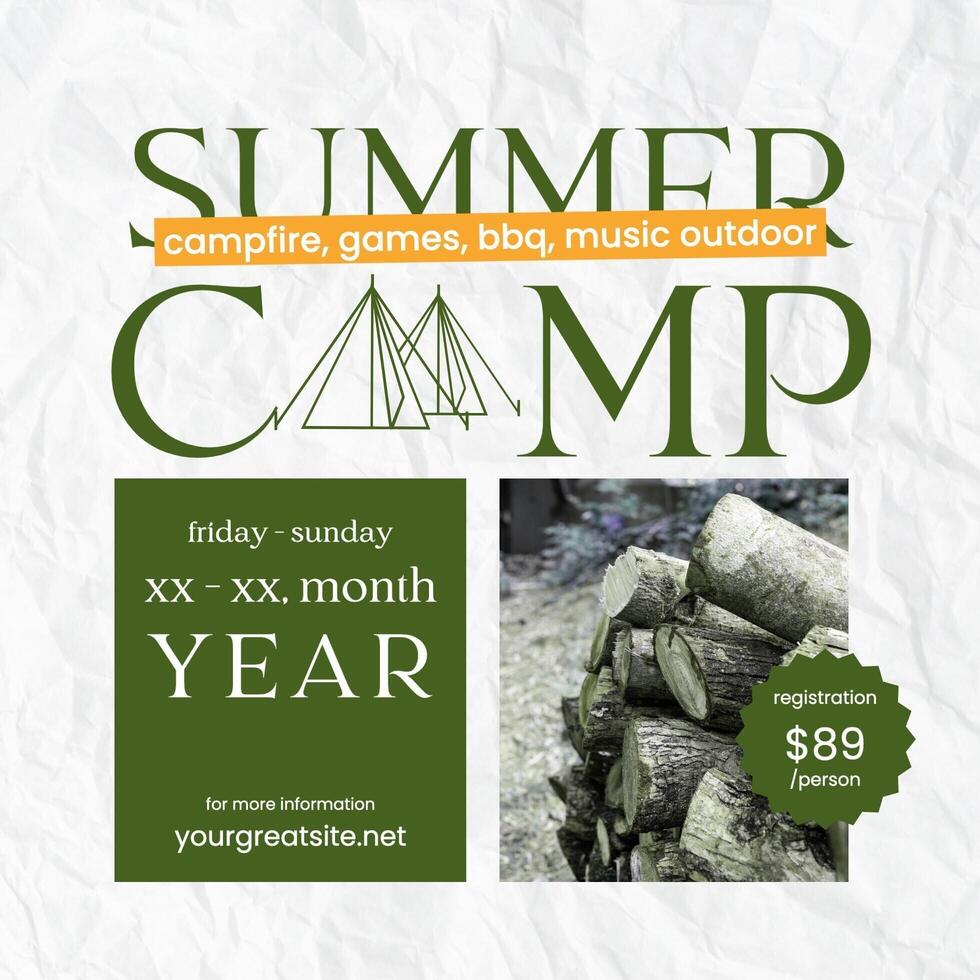 Minimalist Illustration Summer Camp Instagram Post template
