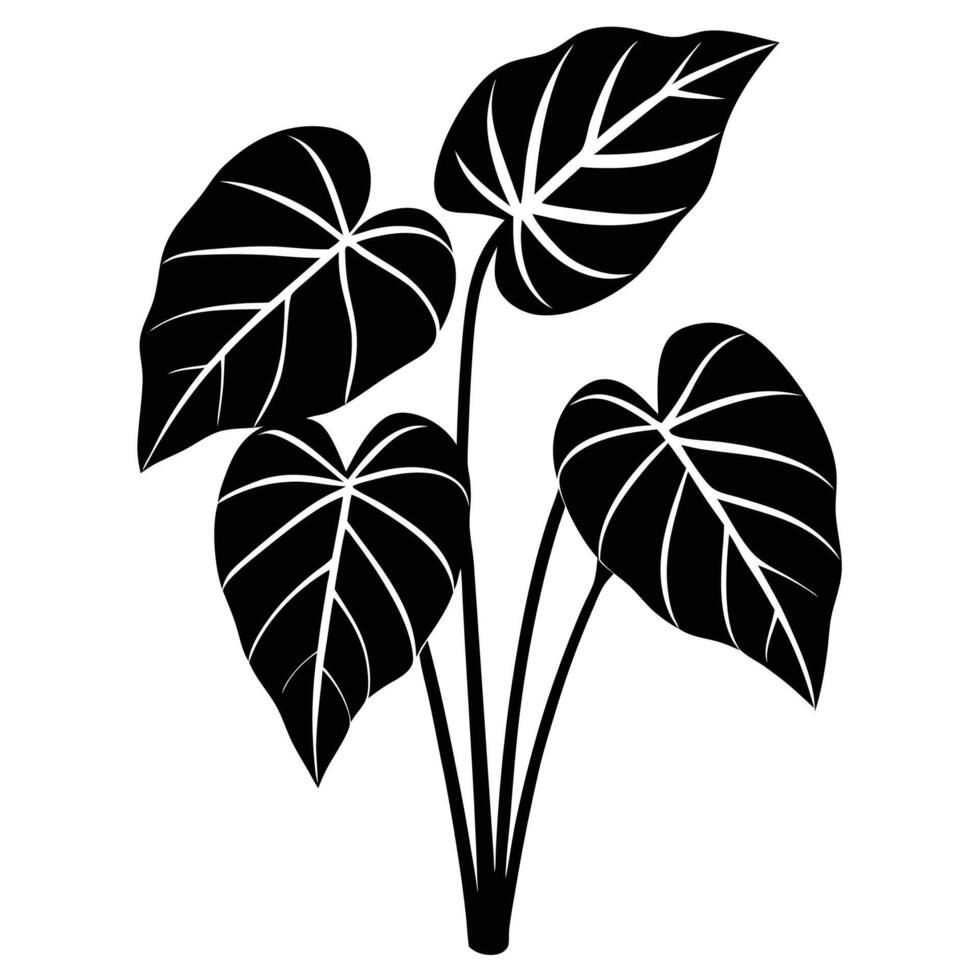 A black and white illustration of a plant with leaves vector