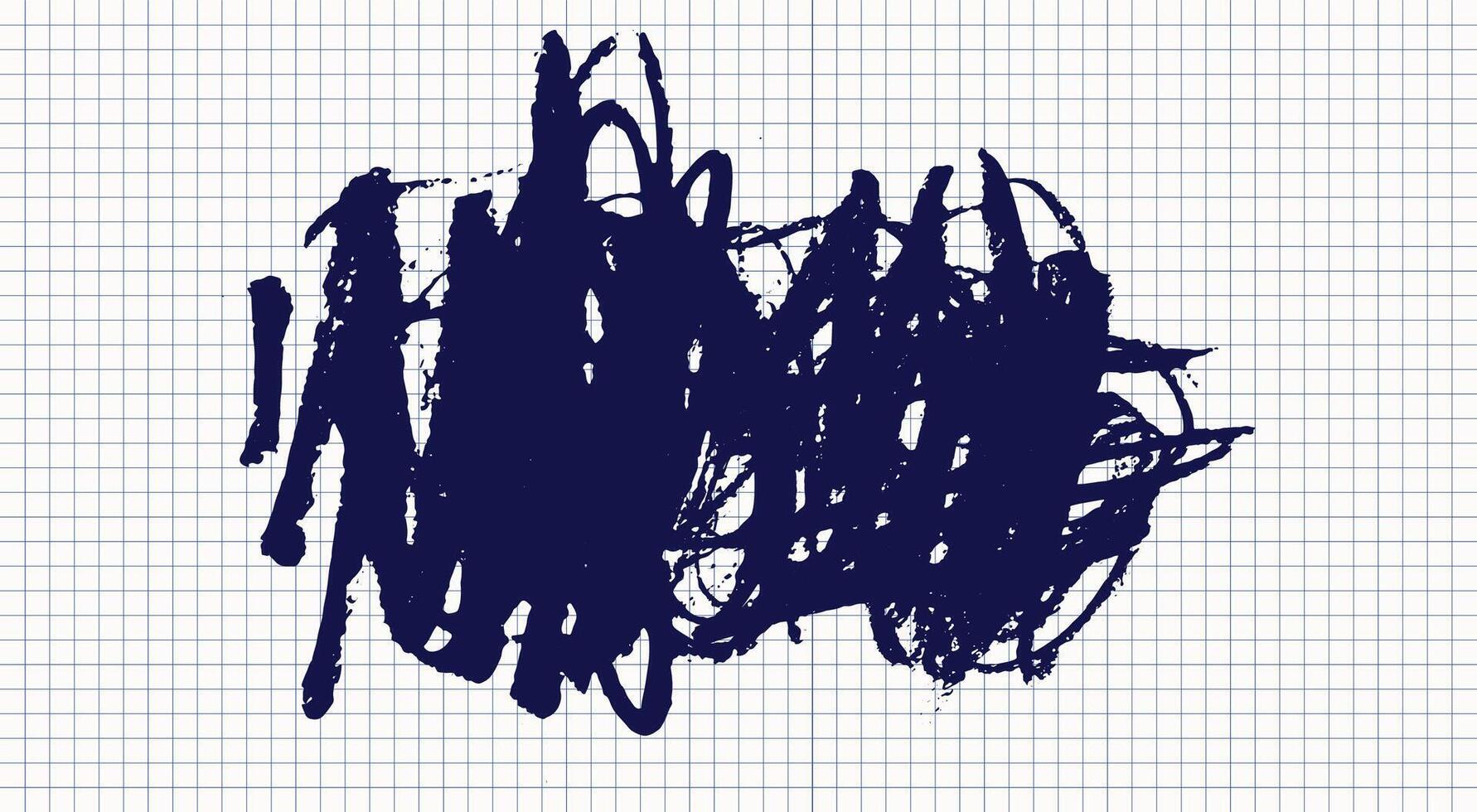 Abstract Scribbled Drawings on a Grid Notebook Page Representing Spontaneous Creativity, Artistic Expression vector