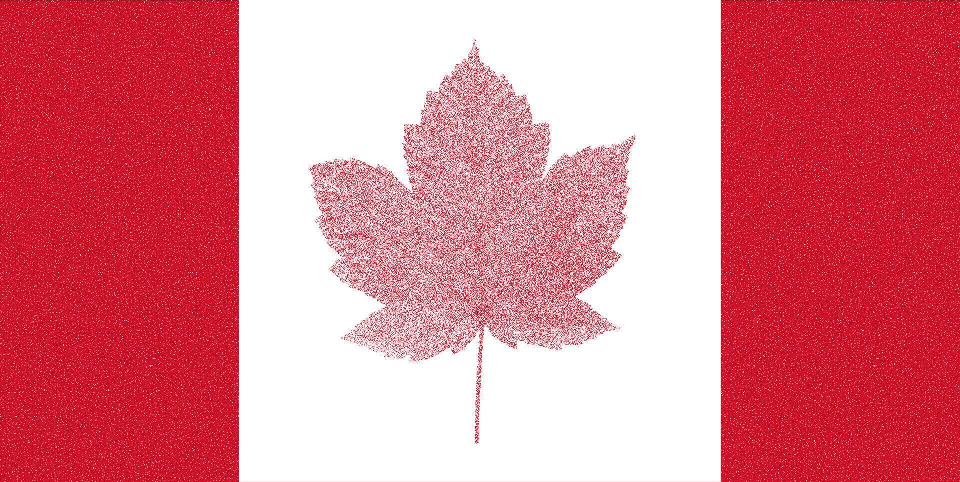 Risograph Print with Photocopy Effect of Canada Flag Featuring a Maple Leaf vector
