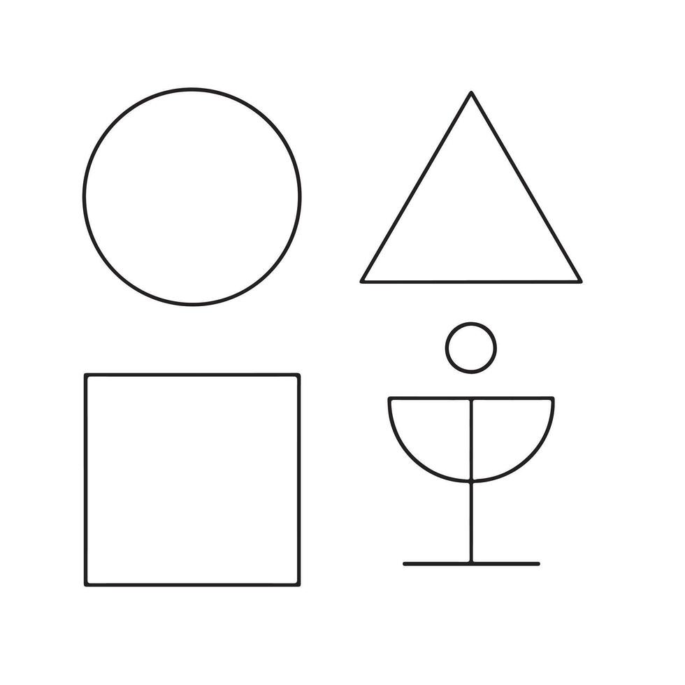A set of geometric shapes that are outlined in black vector
