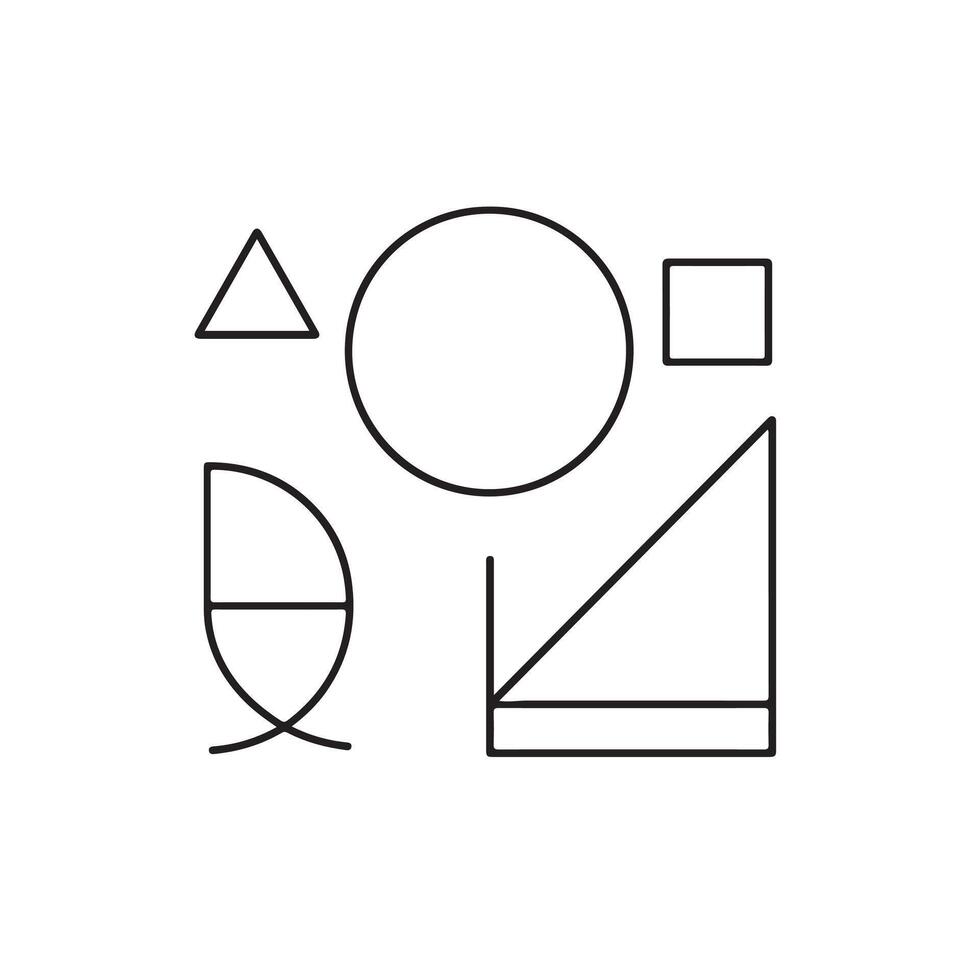 A black and white drawing of geometric shapes vector