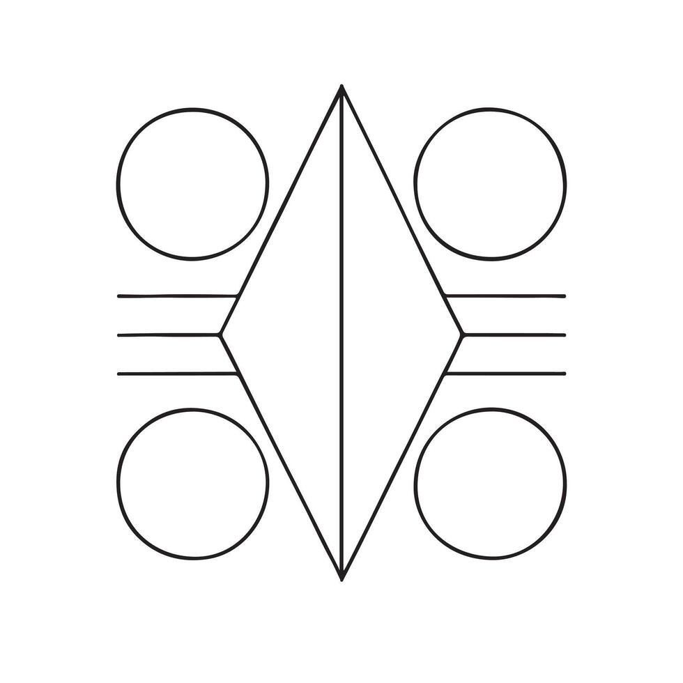 A black and white drawing of a geometric shape vector