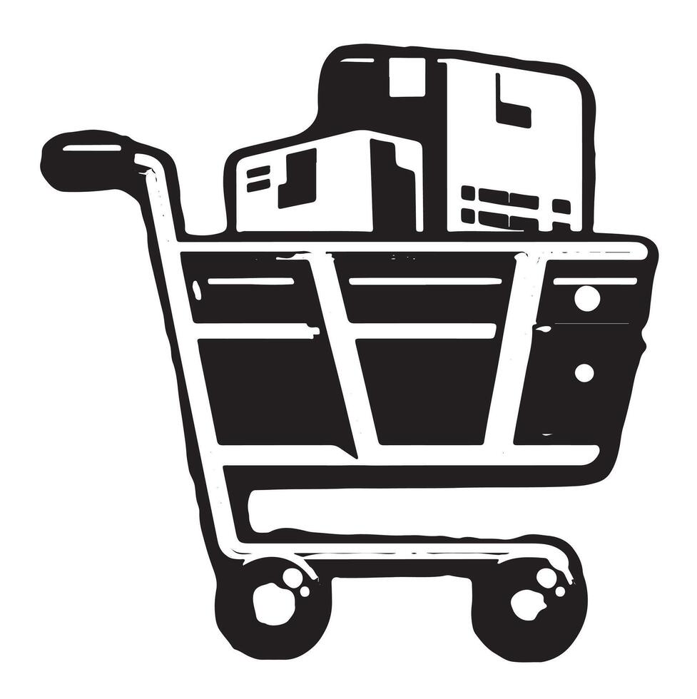 Shopping cart with boxes illustration vector