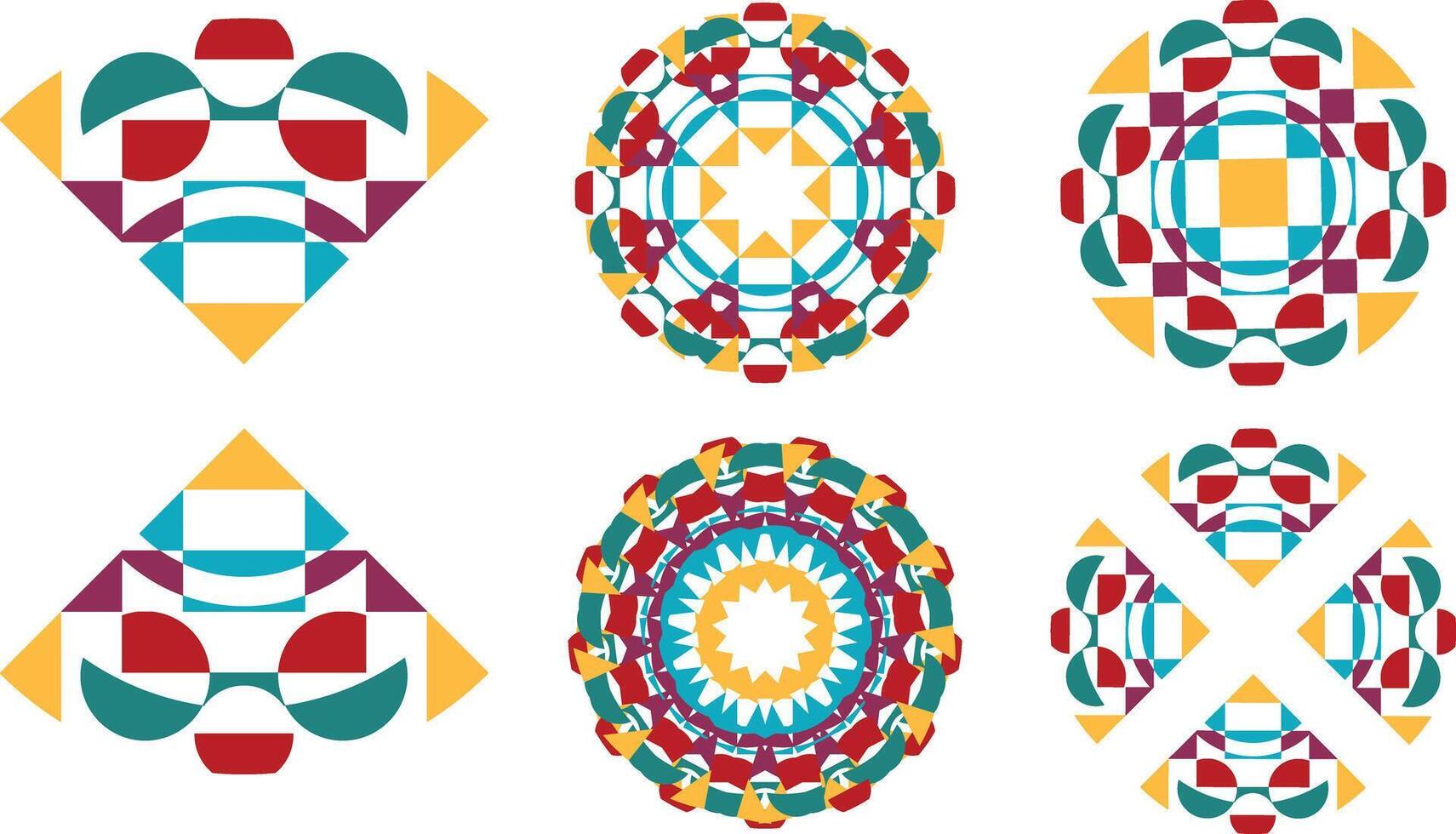 Colorful Mandala and Abstract celebration games Design Set vector
