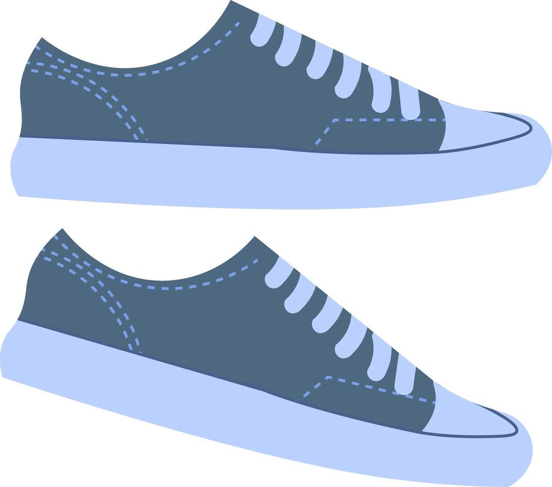 illustration of a pair of blue sneakers viewed from the sid vector