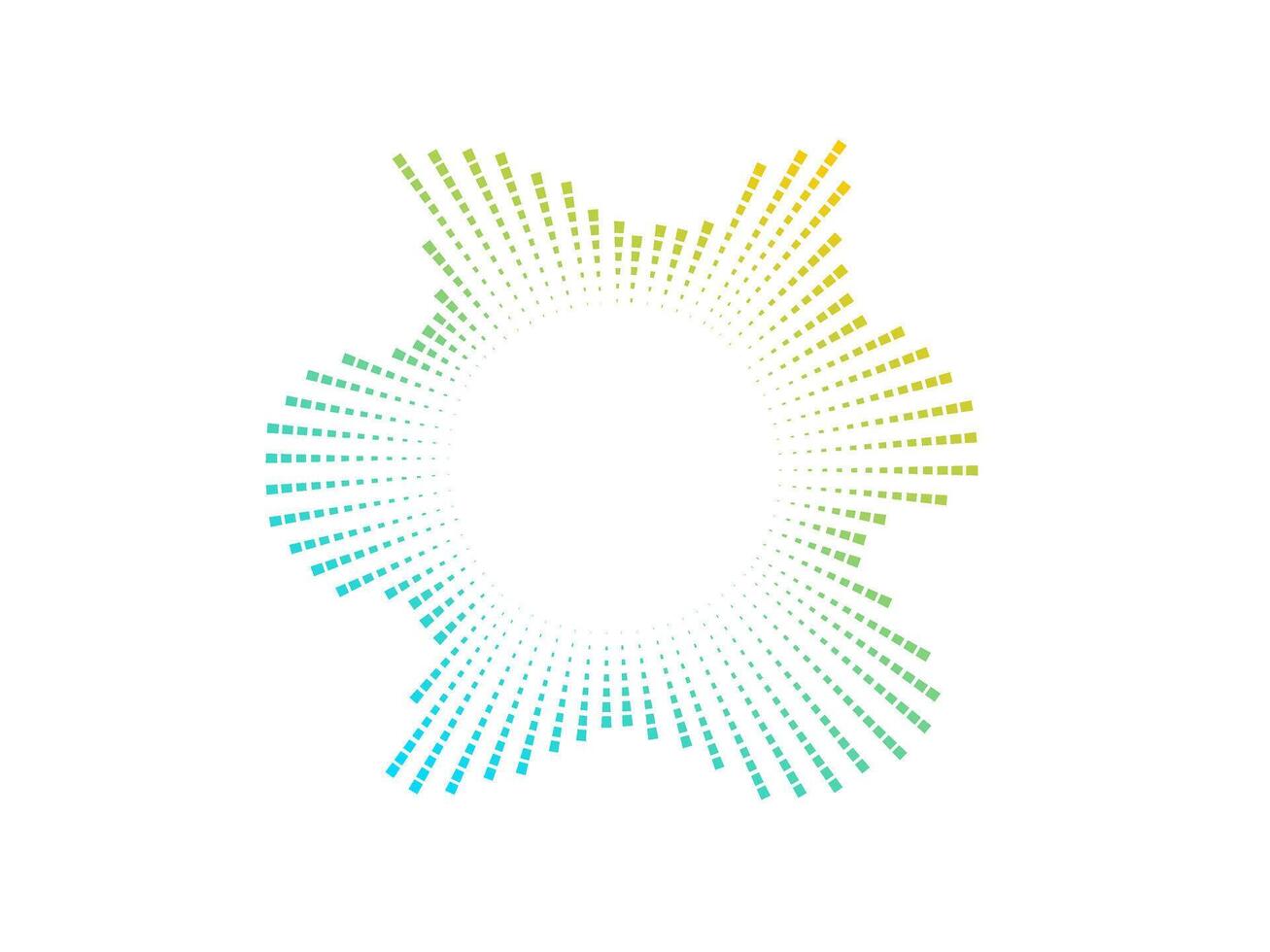 Circular audio color wave pattern created with black dots. The design represents sound neon waves and music visualization in a modern style. vector