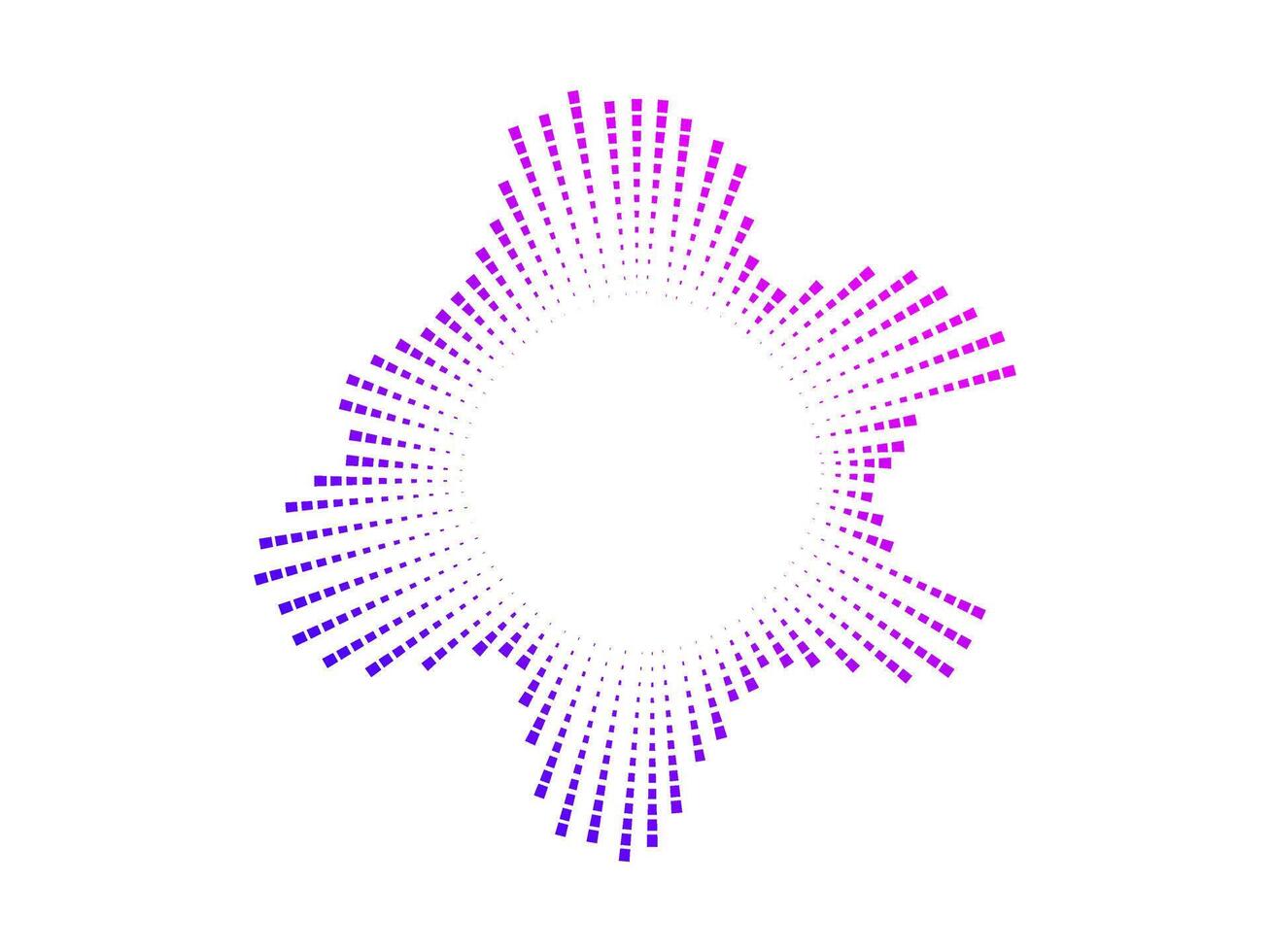 Circular audio color wave pattern created with black dots. The design represents neon sound waves and music visualization in a minimalist style. vector