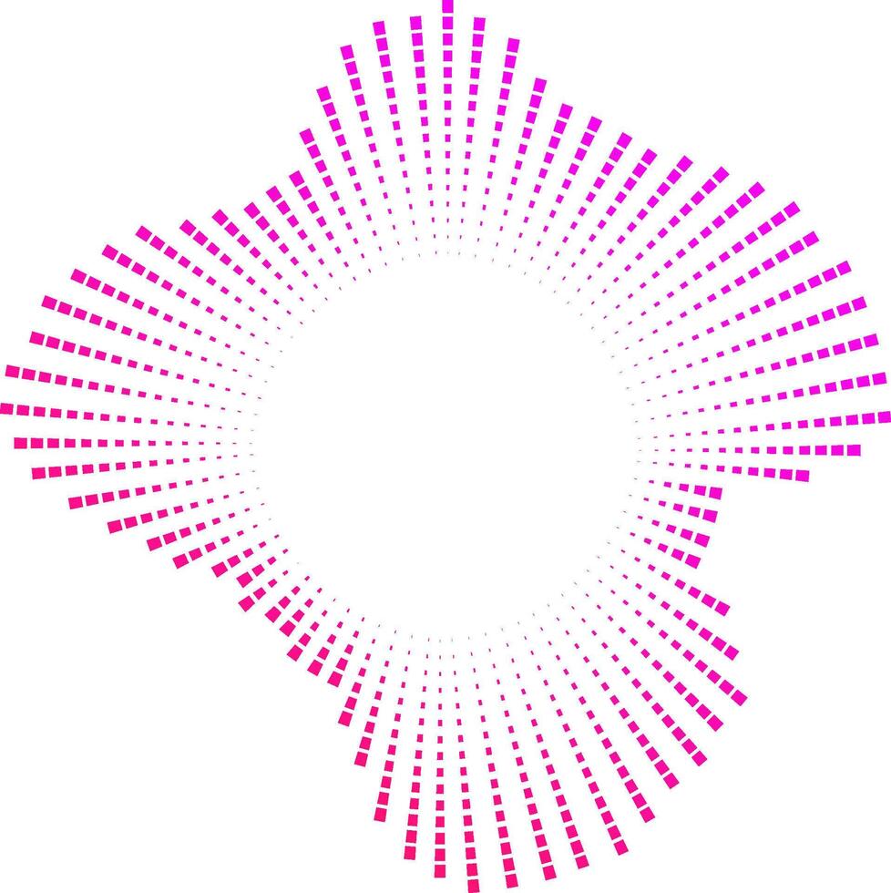 Circular audio wave color pattern with dots radiating outward. design represents sound neon waves and music visualization in a minimalist style. vector