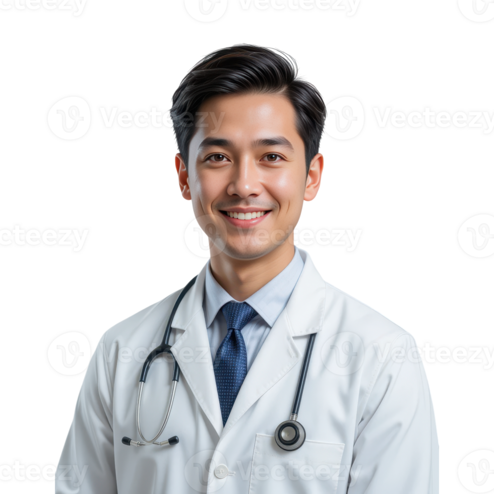A male doctor in a white coat and tie png