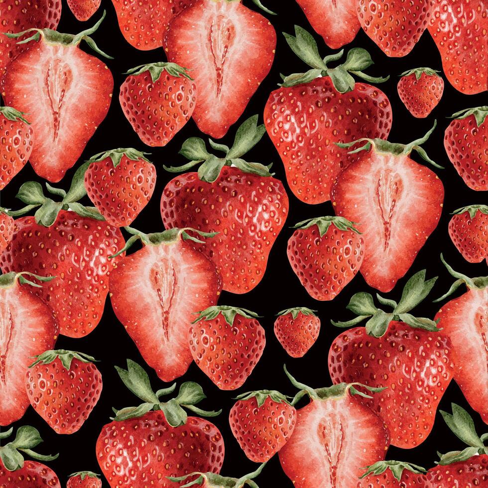 Pattern of fresh red strawberries vector
