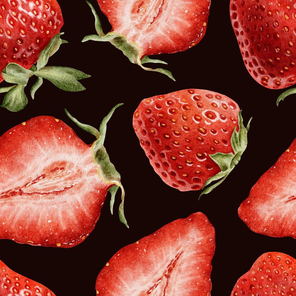 Fresh strawberries on dark background vector