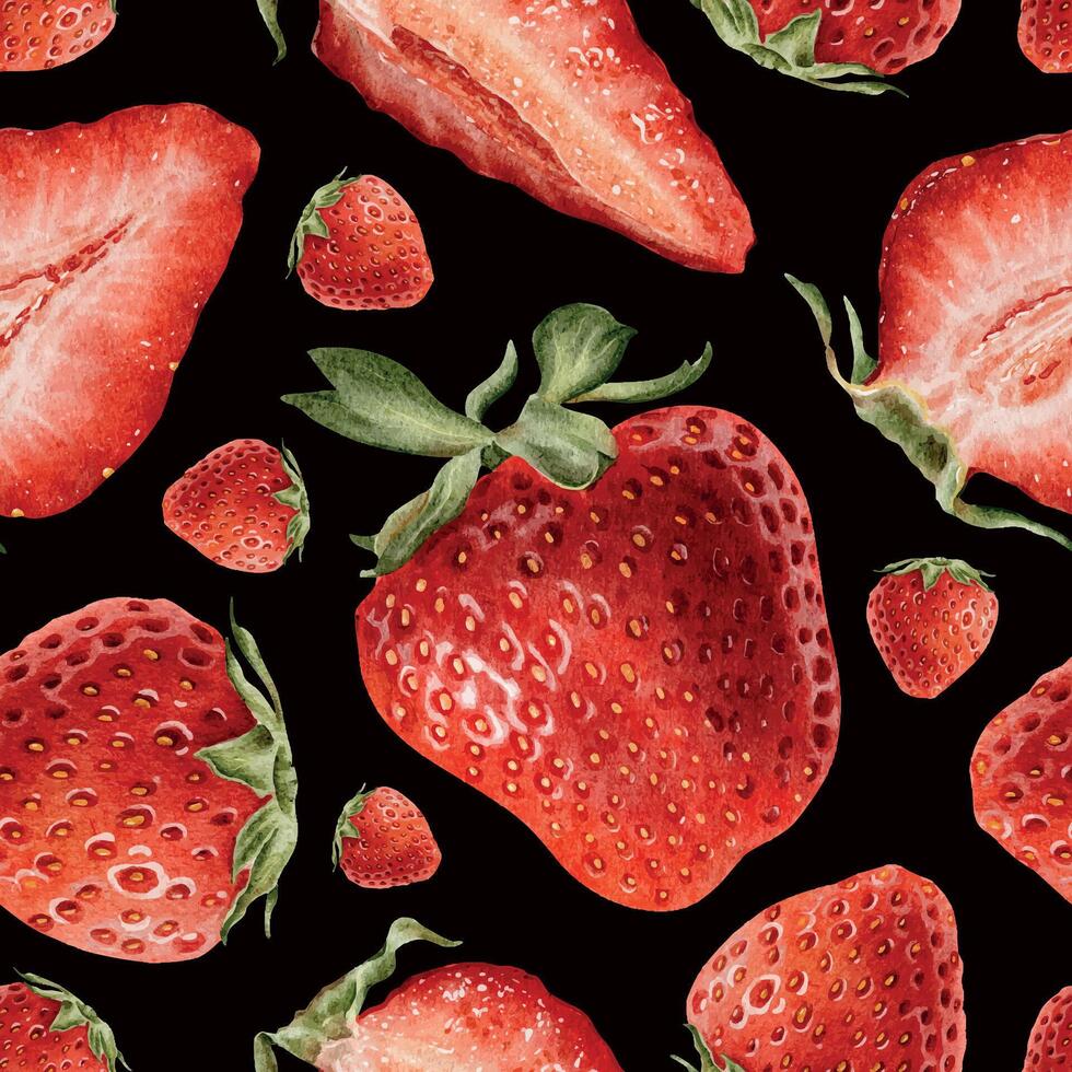 Colorful strawberries on black background vector