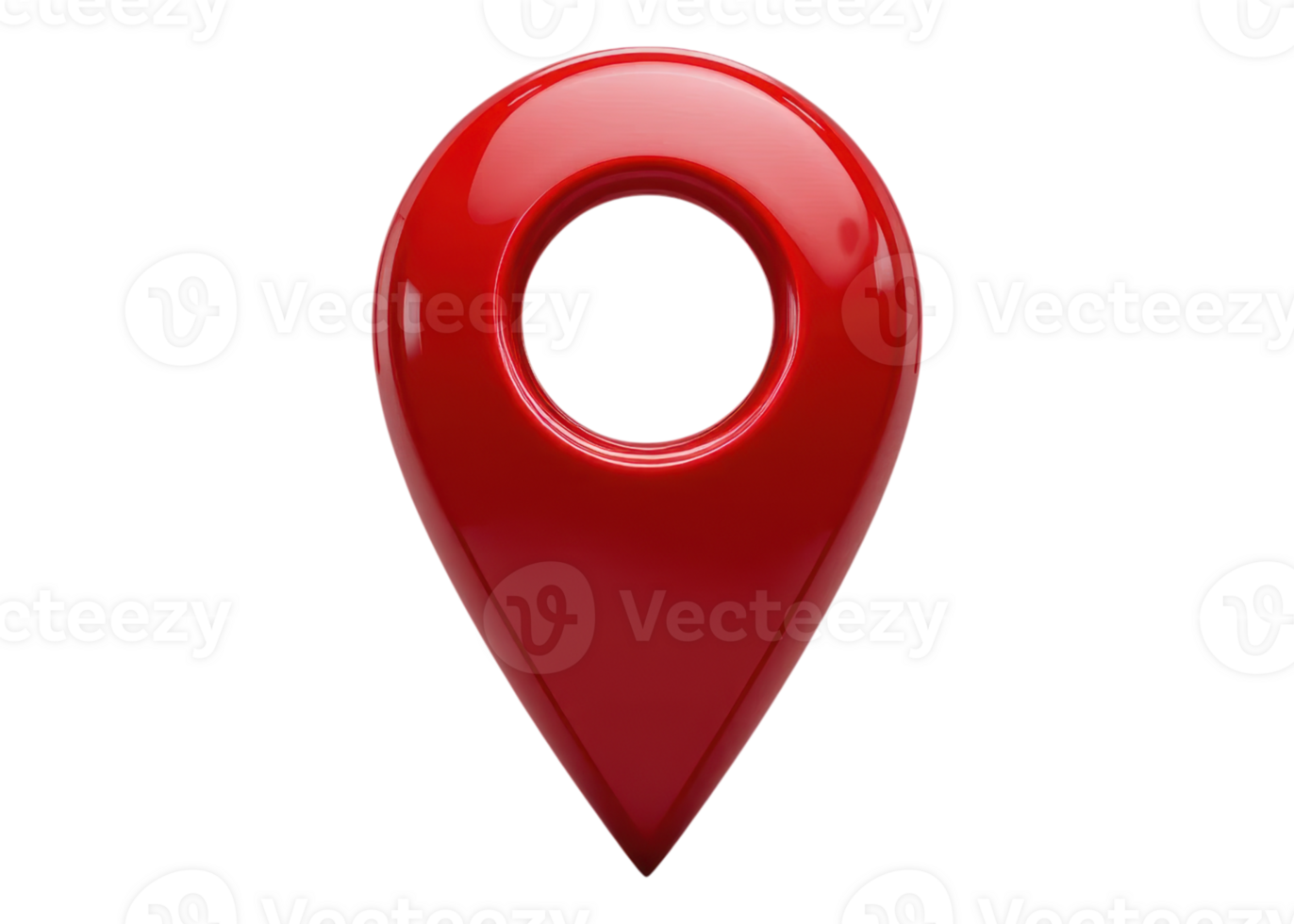 Red 3D location pin isolated on transparent background. Concept of location, map, navigation. png