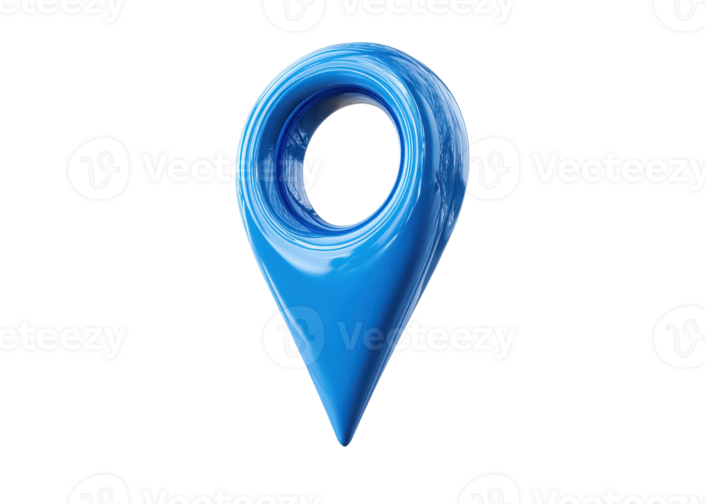 Shiny blue 3D map pin or location marker isolated on transparent background, location, navigation, point png
