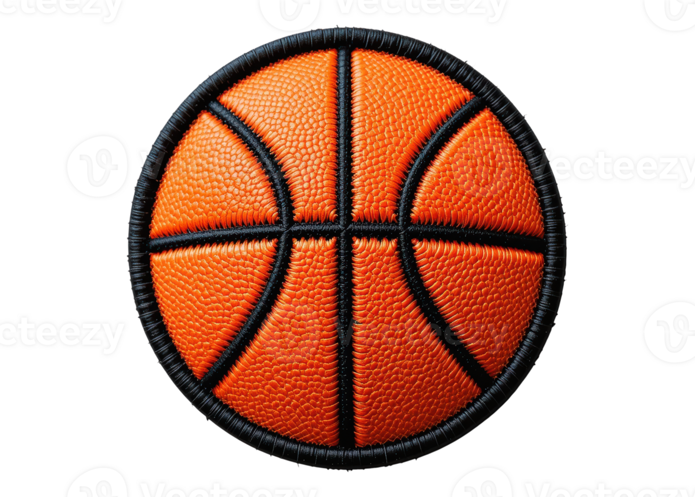 Embroidered basketball patch isolated on transparent background. Sport, Game, Emblem. png