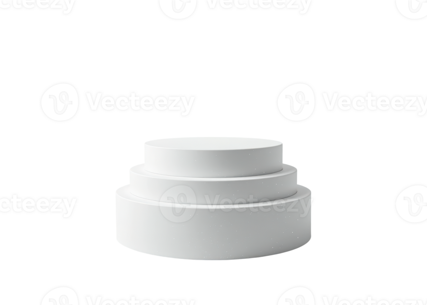 White three tiered cylindrical pedestal isolated on transparent background, display, product, podium. png