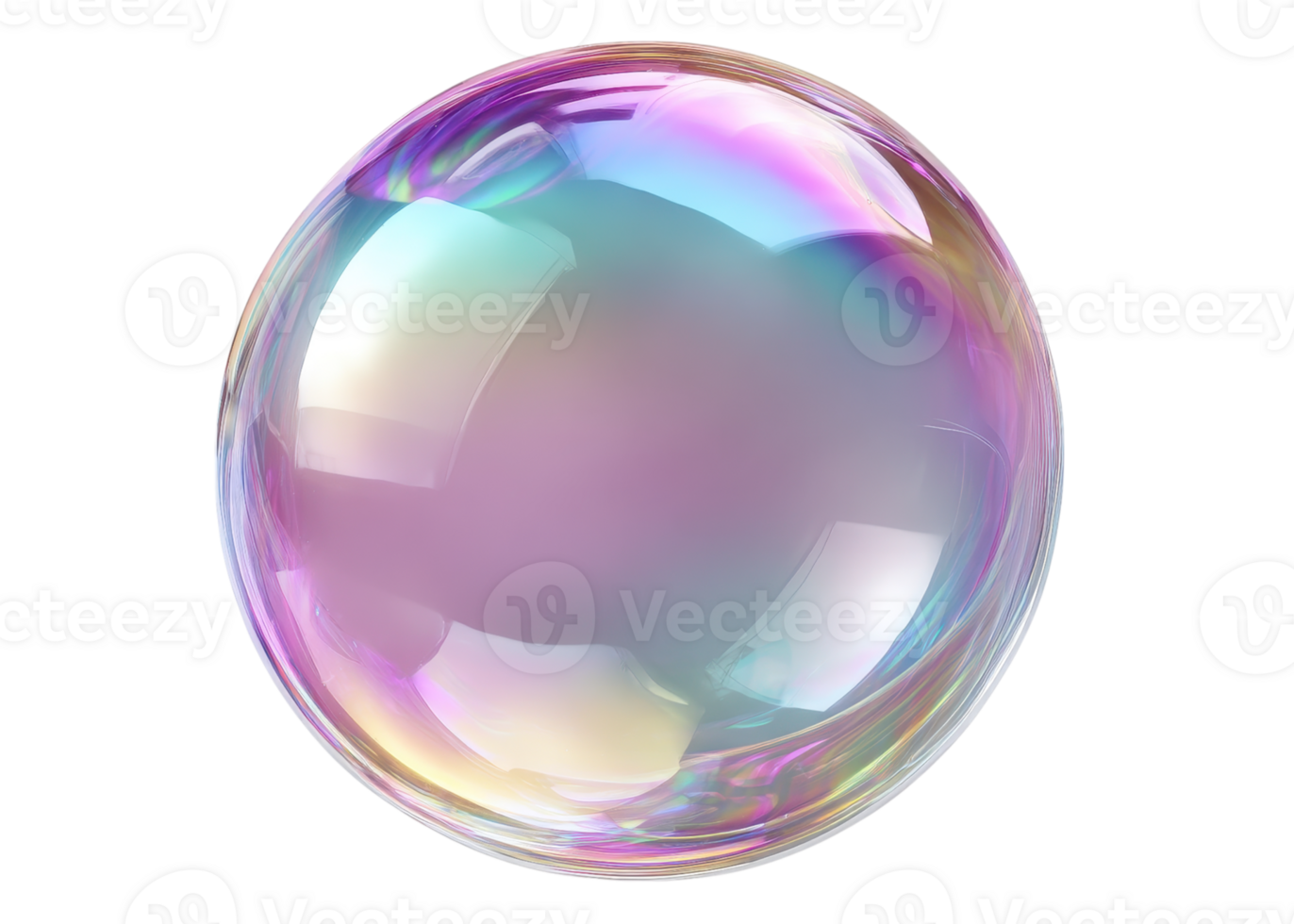 Soap bubble isolated on transparent background, sphere, reflection, iridescent. png