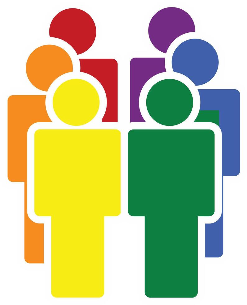 Multi ethnic lgbtq Group of People icon in rainbow colour. Fit for equality and diversity lgbtq campaign. vector