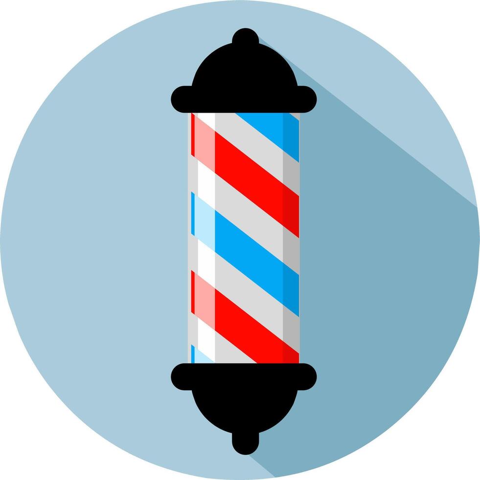 Barbershop barber pole lamp haircut hairdressing icon logo illustration. Color design with round background and shadow. Perfect for barbershop signs or symbol. vector