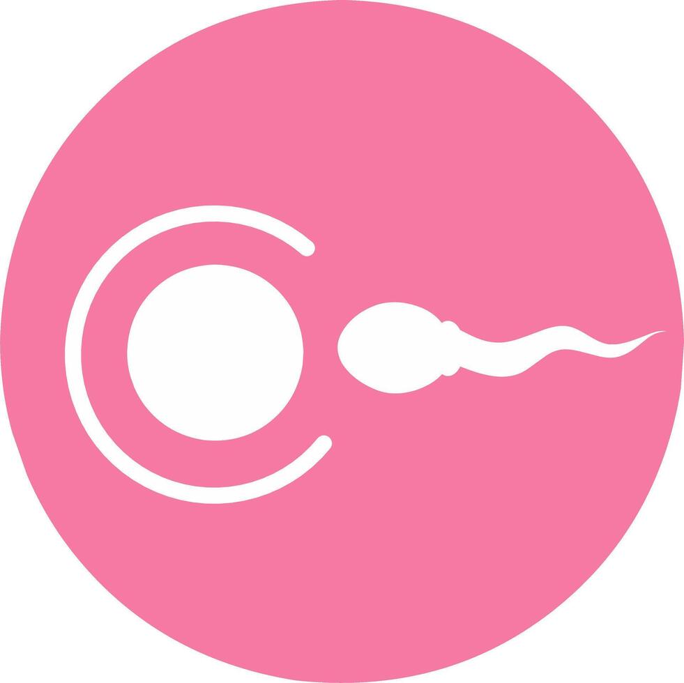 Fertilization sperm and ovum egg black color icon. Perfect for reproduction explanation and education. Pink color vector