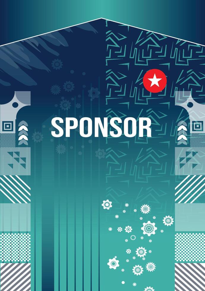 The sponsor logo is shown on a blue background vector
