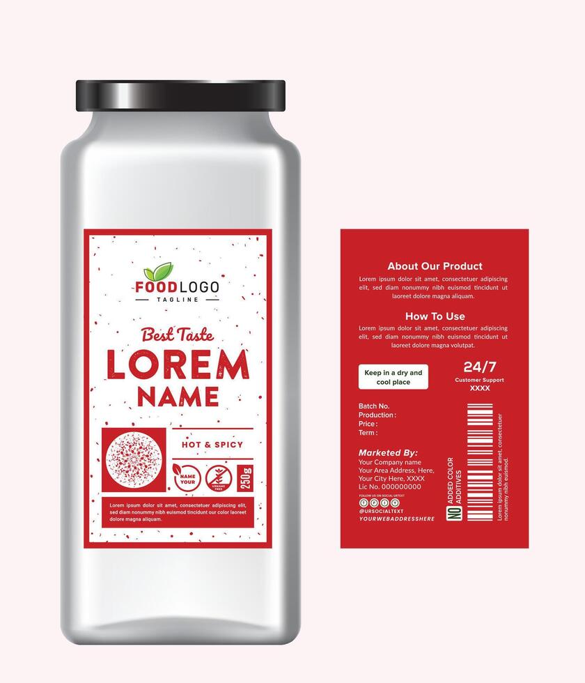 Modern hot spicy and gourmet food product label design clean typography easy to customize ideal for food brand vector
