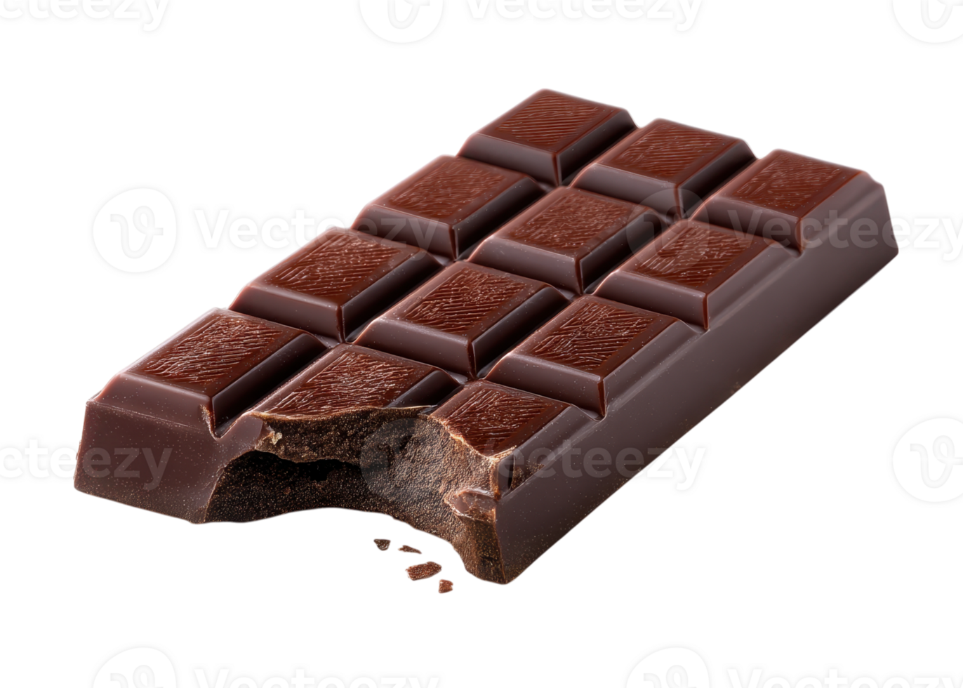 Bitten chocolate bar isolated on transparent background. Sweet, Dessert, Indulgence. png
