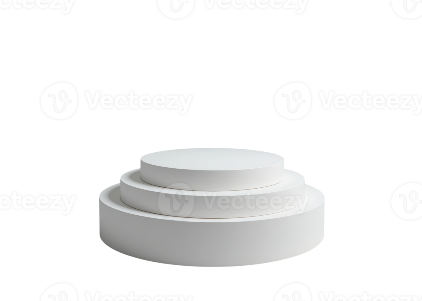 White three tier round podium isolated on transparent background stage display presentation png