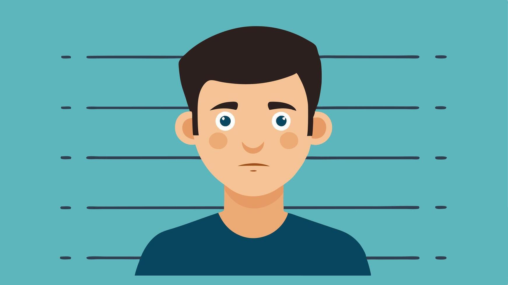 Expression Variation A sequence illustration showing the suspects expressions from neutral to serious with each positioned before the height chart.. vector
