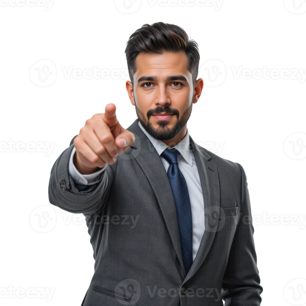 Confident businessman in suit pointing at the camera with engagement png