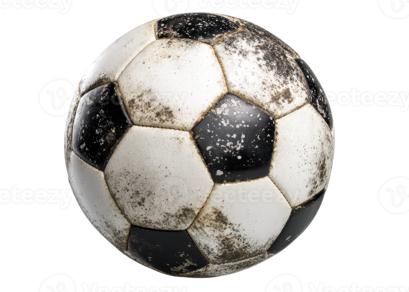 Dirty soccer ball isolated on transparent background. Sport, Game, Play. png