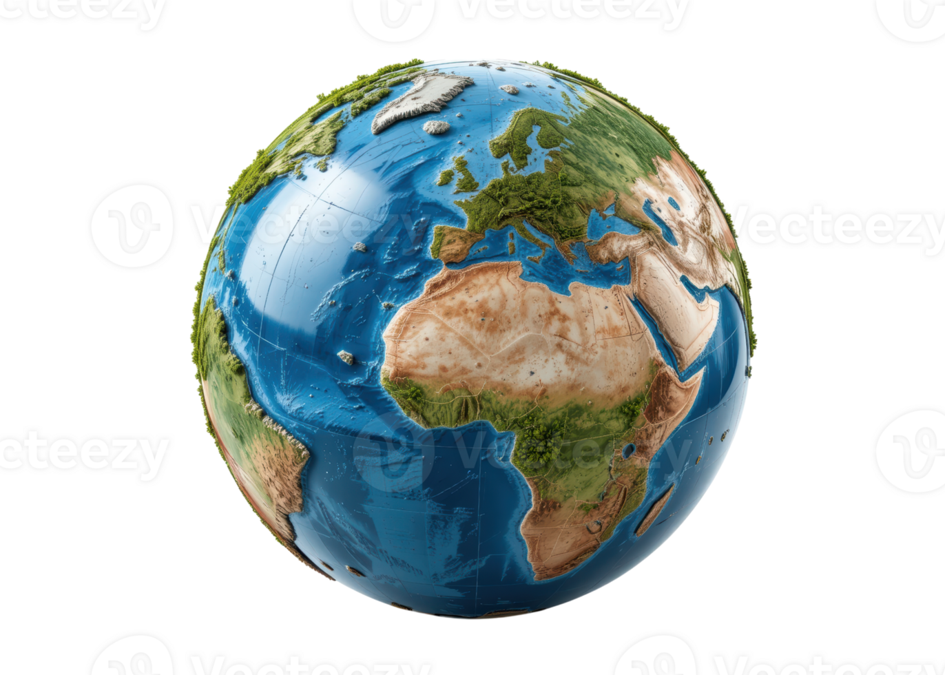 The earth is shown in a 3d rendering png
