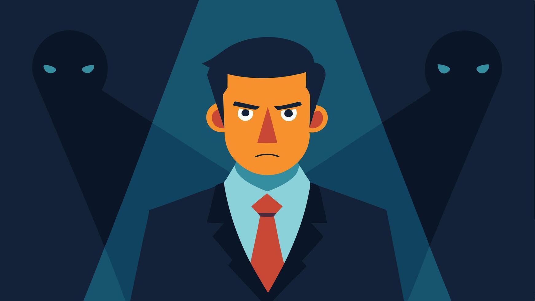 Crisis Textures A showing the negotiator with a serious expression surrounded by dark shadows and bright lights symbolizing the tense atmosphere of a hostage situation.. vector