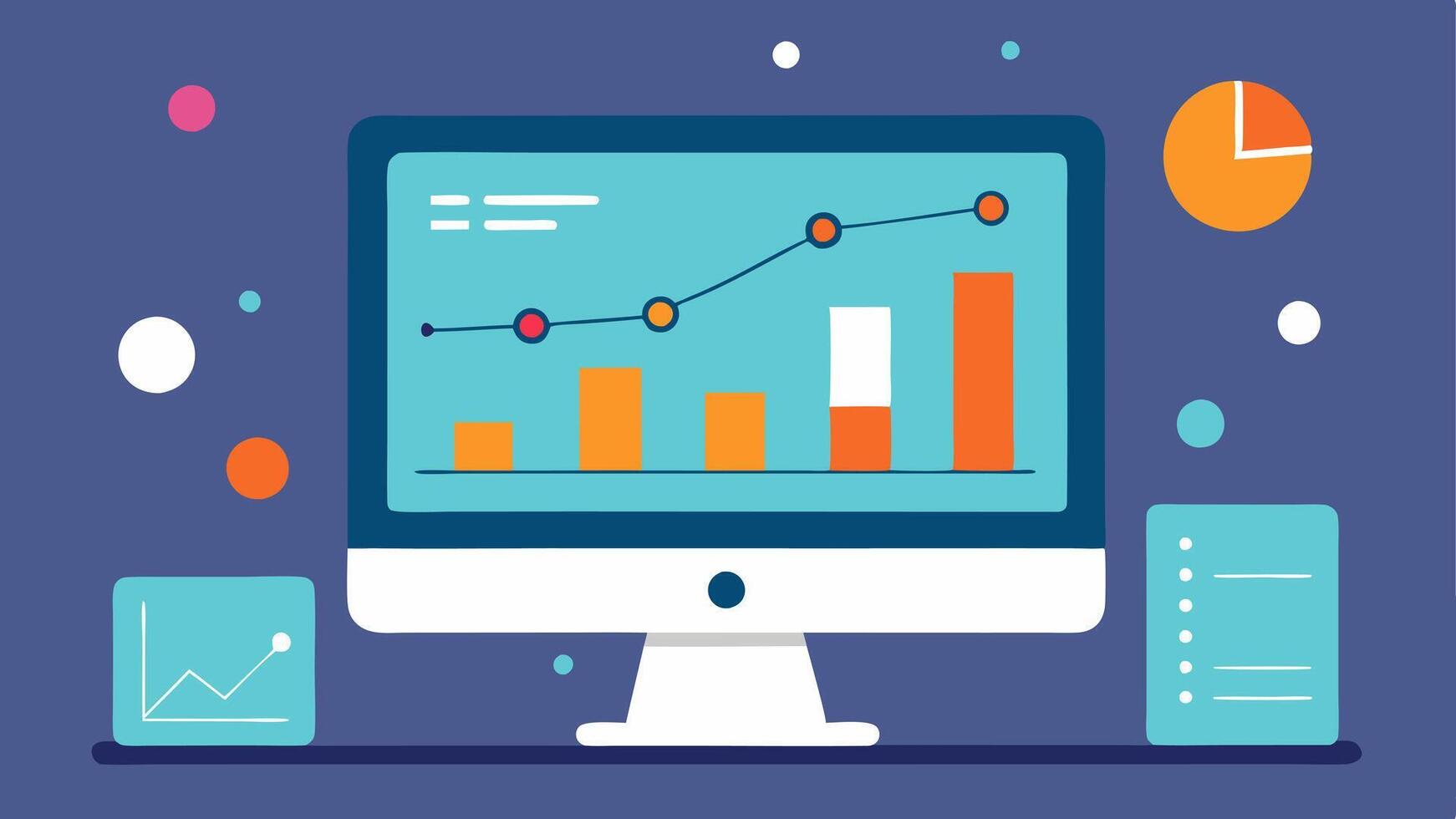 Digital Analysis Software A closeup of a computer screen displaying forensic analysis software with graphs timelines and a visual representation of data points being analyzed.. vector