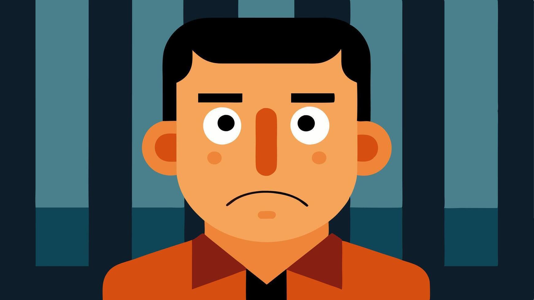 Defendants Response A closeup of the convicted criminals face showing a mix of anxiety and resignation as they hear the sentence.. vector