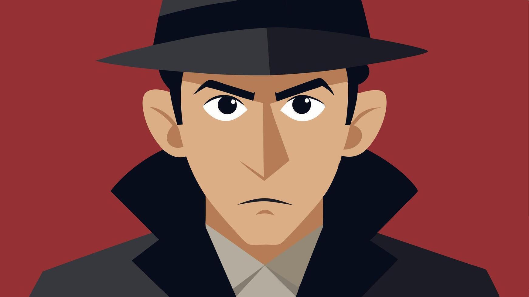 Detectives Expression A closeup of one detectives face showing a focused expression emphasizing their intent to extract information.. vector