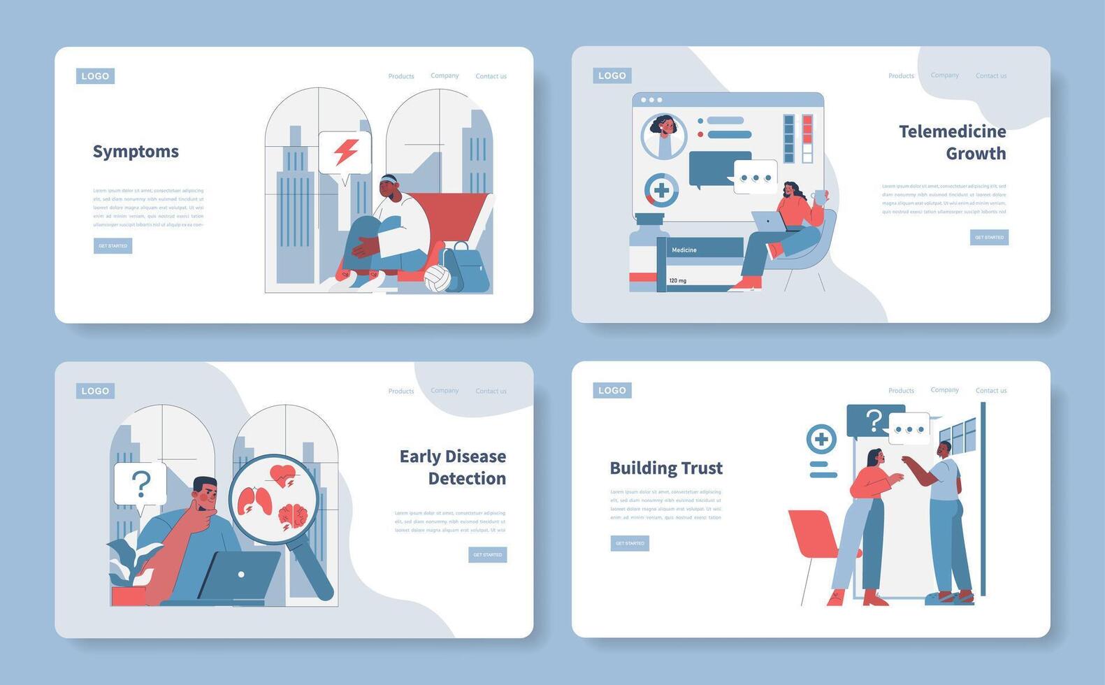Telemedicine and disease detection illustrations vector