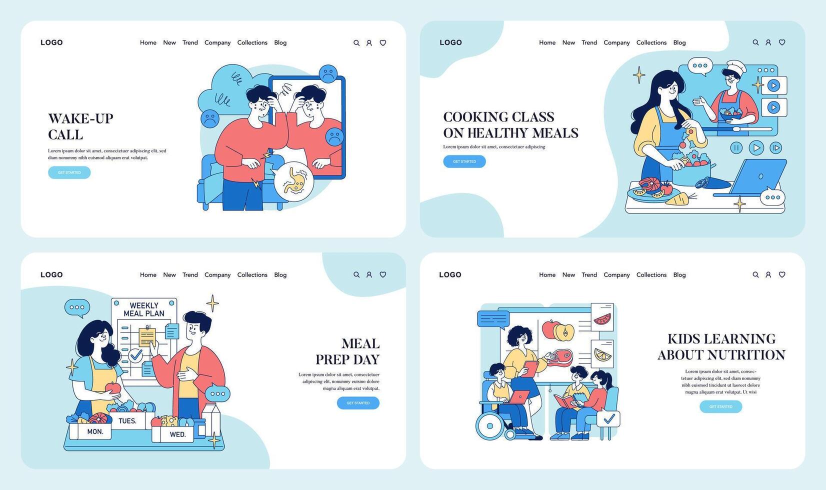 Healthy meal planning and cooking class vector